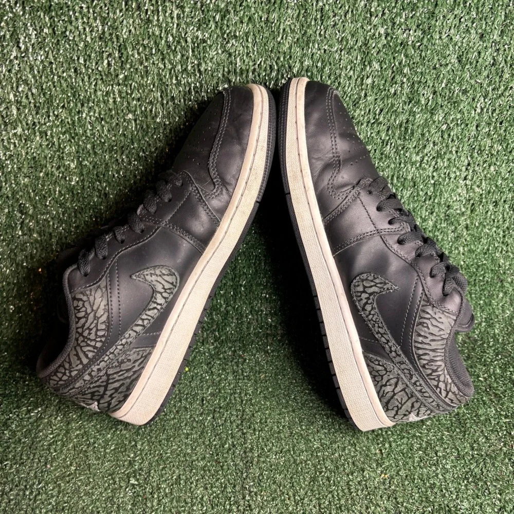 Nike Air Jordan 1 Low SE Black Elephant Print Leather Basketball Sneaker Mens 9